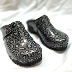 Authentic Danish Clogs-Gray Animal Print